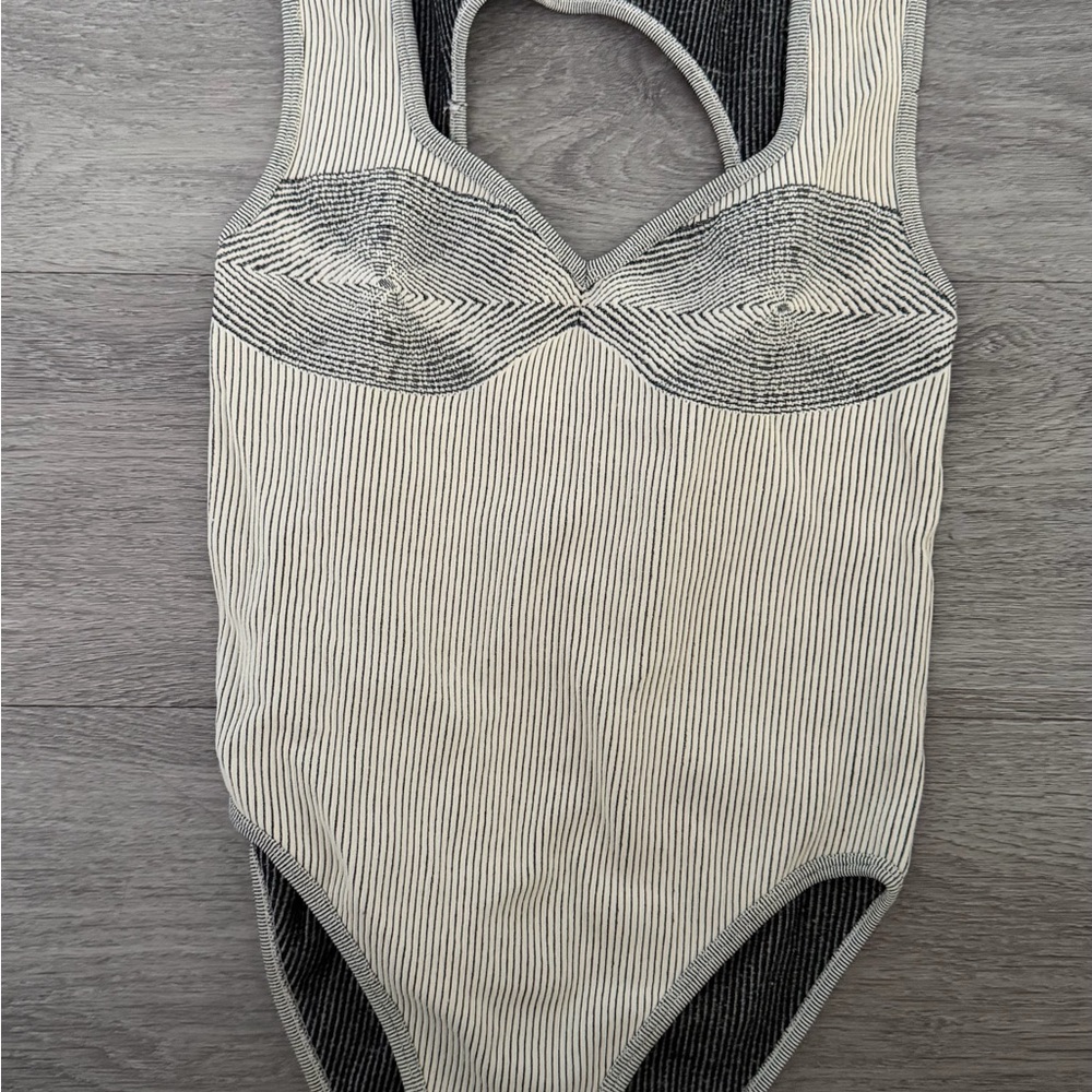 Zara Black and White Striped Bodysuit